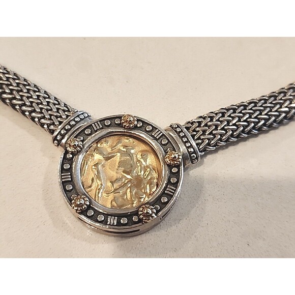 TAGLIAMONTE Cameo 14K Gold Enhancer Pendant 925 Menagatti Bezel Italy Necklace - Picture 3 of 8